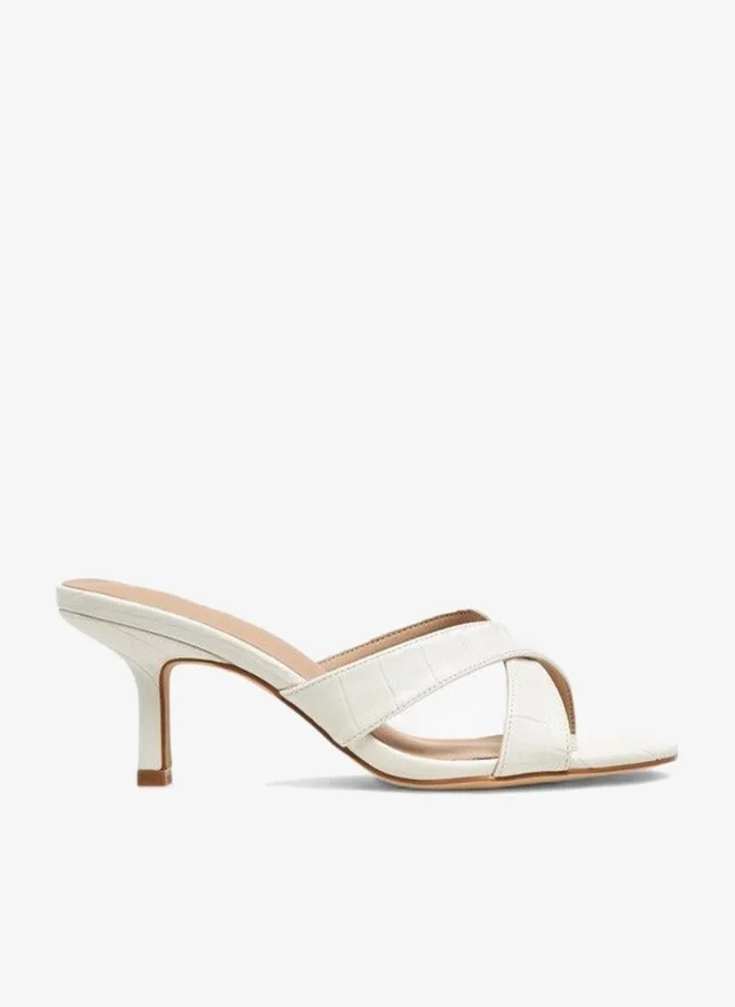 Flora Bella By Shoexpress Flora Bella Textured Cross Strap Slip-On Sandals With Kitten Heels