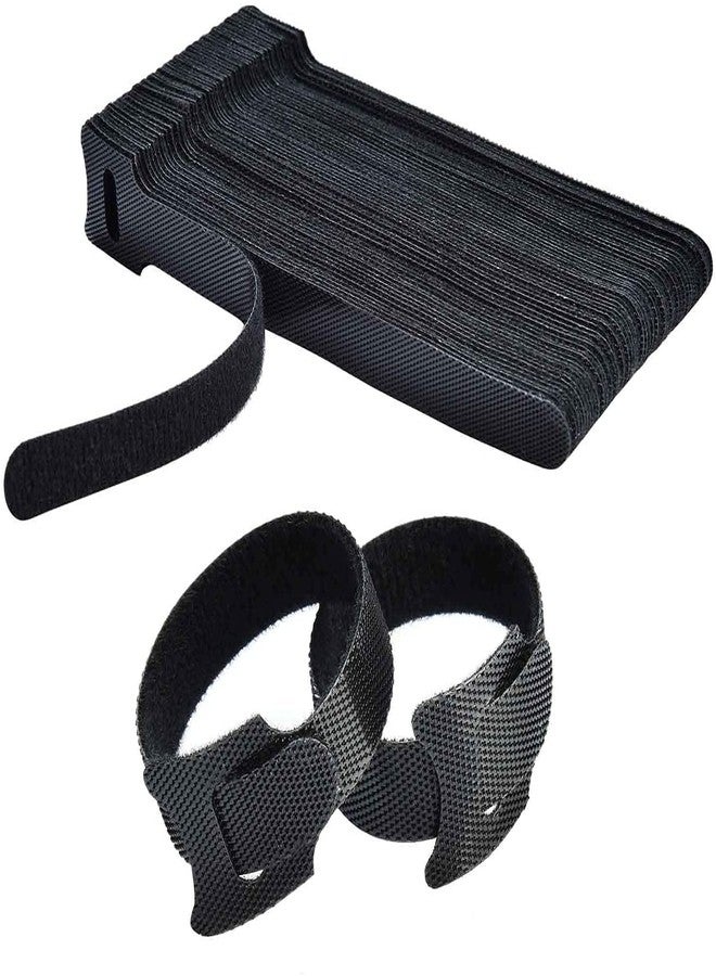 INOVERA (LABEL) 20 Pieces Cable Organizer Hook & Loop Tape - Wire/Cord Holder Management Strap - Reusable Hook & Loop Ties for PC, TV, Desk, WFH Accessories - Black - Image 1