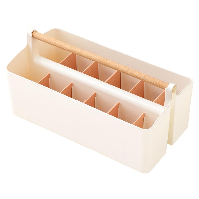 Vidifor Art Supply Organizers Caddy with Handle, Desk, Makeup Caddy and Tote (White+Pink, Large) - Image 1