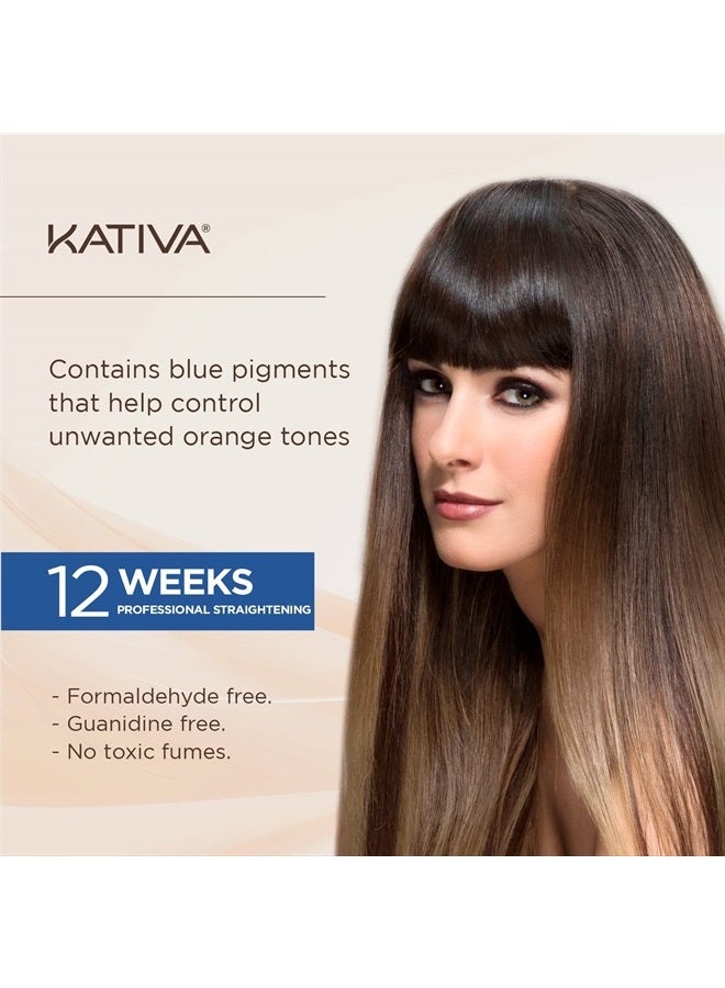 Kativa مجموعة كاتيفا لتنعيم الشعر البني البرازيلية، 12 أسبوعًا من الاستخدام المنزلي الاحترافي، مع زيت جوز الهند العضوي، وزيت الأساي، والكيراتين، لشعر أغمق وأكثر نعومة ولمعانًا - Image 3