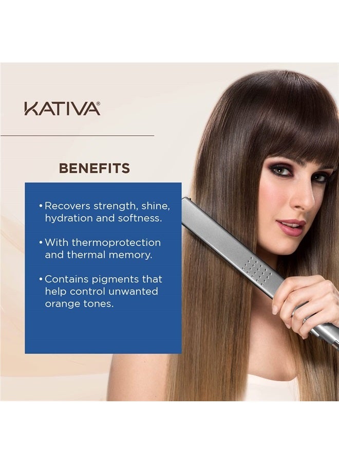 Kativa مجموعة كاتيفا لتنعيم الشعر البني البرازيلية، 12 أسبوعًا من الاستخدام المنزلي الاحترافي، مع زيت جوز الهند العضوي، وزيت الأساي، والكيراتين، لشعر أغمق وأكثر نعومة ولمعانًا - Image 2