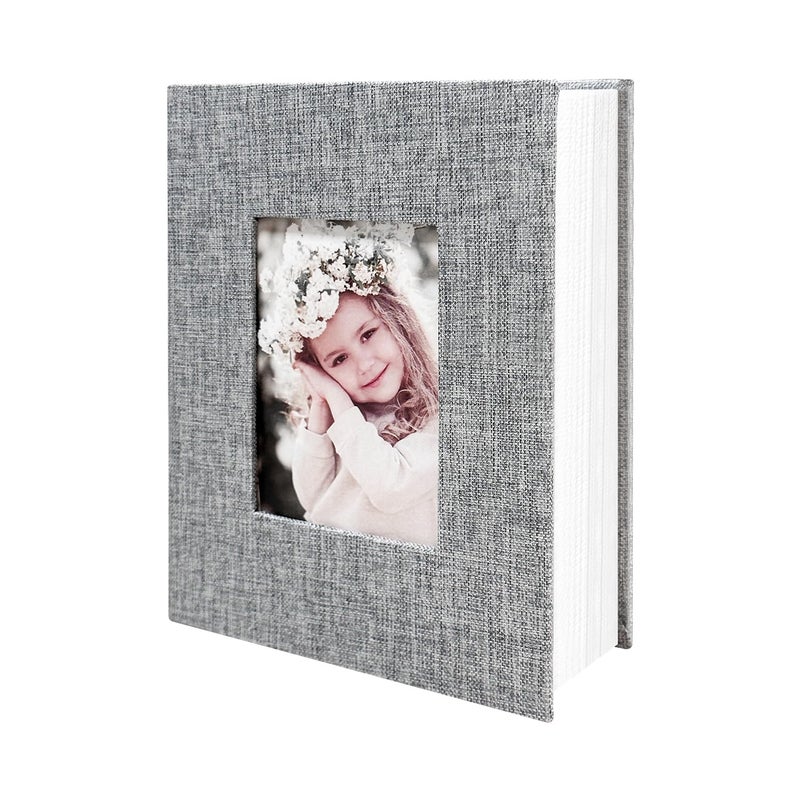 HenPisen Photo Album 4x6 100 Pockets Linen Cover Top Loader Vertical Slipin Picture Grey Pockets Albums for Wedding Family Anniversary Baby Vacation
