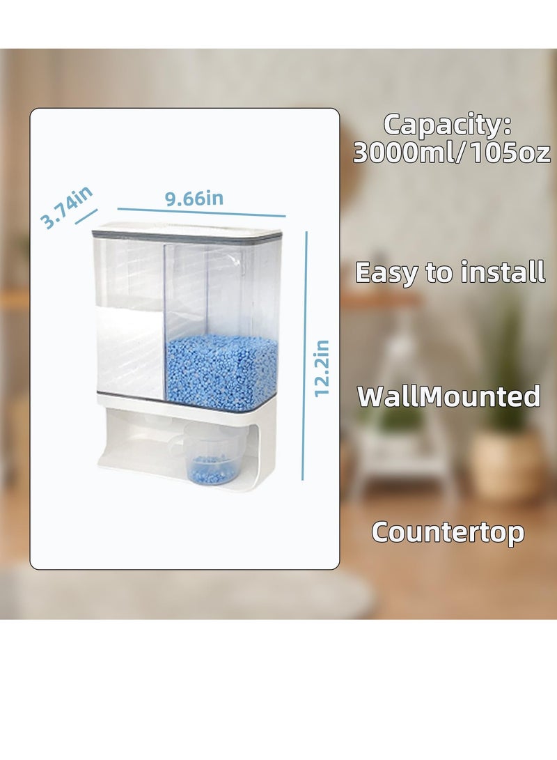 Excefore Laundry Beads Dispenser, Cereal Storage Containers, 3L Airtight Containers with Lids, Wall Mounted Fragrance Bead Dispenser for Storing Rice, Laundry Beads, Washing Powder  - Image 2