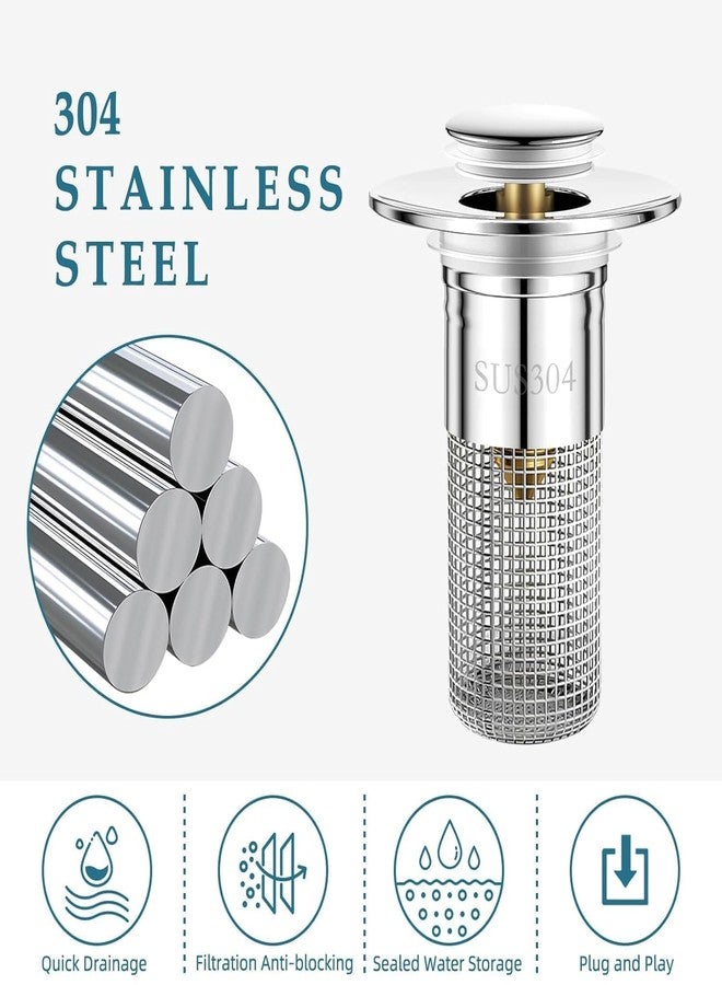 HEVASNEK Adjustable Stainless Steel Pop-Up Sink Drain Strainer - Fits 1.1 to 1.45 Inches for Efficient Waste Management | Kitchen Sink Food Catcher and Anti-Clogging Sink Strainer Catcher Basket - Image 2