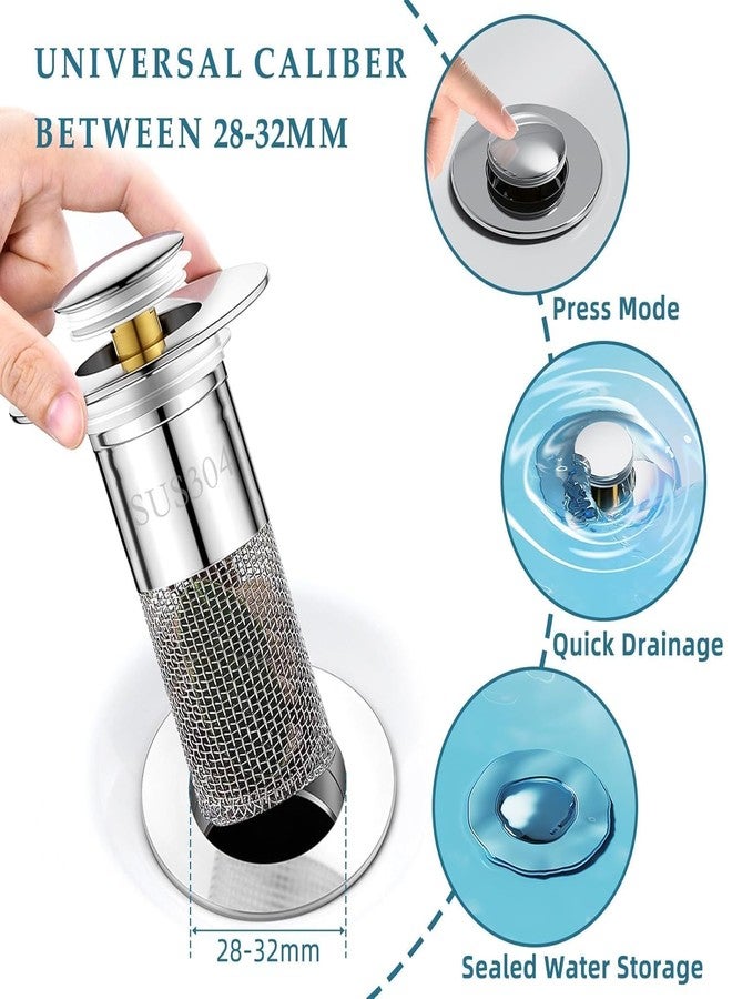 HEVASNEK Adjustable Stainless Steel Pop-Up Sink Drain Strainer - Fits 1.1 to 1.45 Inches for Efficient Waste Management | Kitchen Sink Food Catcher and Anti-Clogging Sink Strainer Catcher Basket - Image 4
