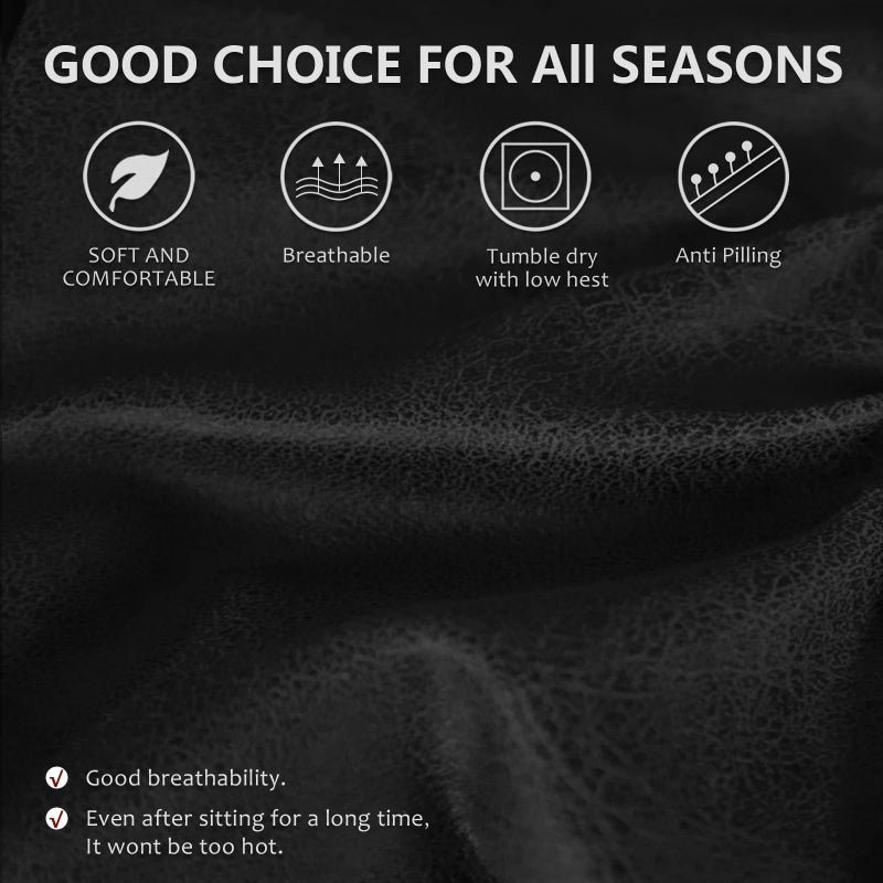 ANARACHON Recliner Couch Cover Leather Look Recliner Sofa Covers for 3 Cushion Reclining Sofa Slipcovers 8-Pieces Furniture Protector Spandex Fabric Washable (3 Seater, 02 Black) - Image 4