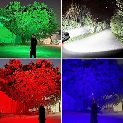 MVIOCS 4-in-1 Red Rechargeable Flashlight - Multi-Color LED (White/Red/Blue/Green) Torch with 4 Modes, High Lumens Zoomable Flashlight for Camping, Observation, Emergency & Outdoor Adventures - Image 5