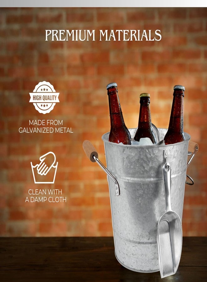 Artland Masonware Ice Bucket with Scoop, Galvanized - Durable Metal Design, Portable & Versatile for Indoor and Outdoor Use, Stylish Rustic Finish, Easy to Clean and Maintain - Image 4