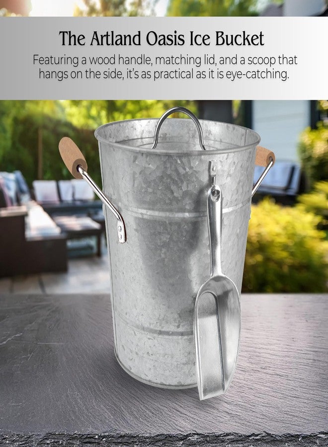 Artland Masonware Ice Bucket with Scoop, Galvanized - Durable Metal Design, Portable & Versatile for Indoor and Outdoor Use, Stylish Rustic Finish, Easy to Clean and Maintain - Image 2