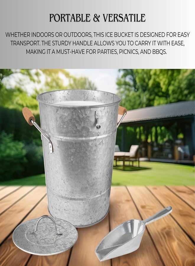 Artland Masonware Ice Bucket with Scoop, Galvanized - Durable Metal Design, Portable & Versatile for Indoor and Outdoor Use, Stylish Rustic Finish, Easy to Clean and Maintain - Image 3