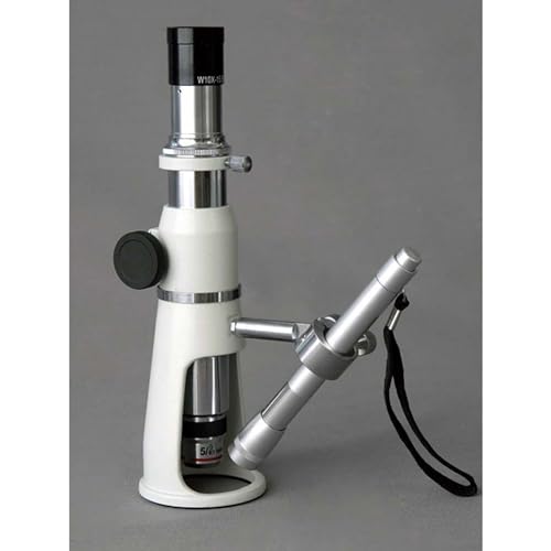 AmScope H2510 Handheld Stand Measuring Microscope, 20x/50x/100x Magnification, 17mm Field of View, Includes Pen Light - Image 2
