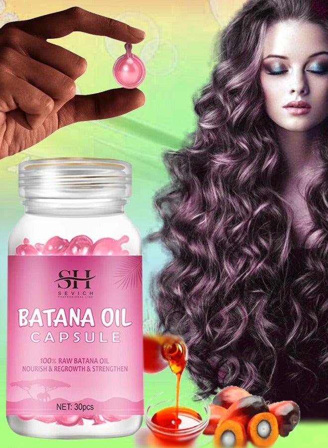 Sevich Natural Batana Hair Oil Capsules Raw Batana Oil for Hair Growth Hair Conditioner Oil for Thin Hair Repair Damaged Hair Nourishes Thin Hair Scalp Skin and Hair Growth 30Pcs - Image 1