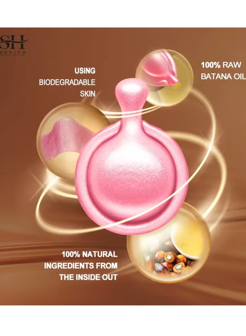 Sevich Natural Batana Hair Oil Capsules Raw Batana Oil for Hair Growth Hair Conditioner Oil for Thin Hair Repair Damaged Hair Nourishes Thin Hair Scalp Skin and Hair Growth 30Pcs - Image 4