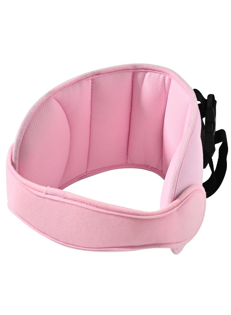 Adjustable Cotton Head Support u0026 Sleep Aid Belt for Kids, Toddler Safety Seat Neck Support Strap (Pink) - Comfortable u0026 Safe - Image 1