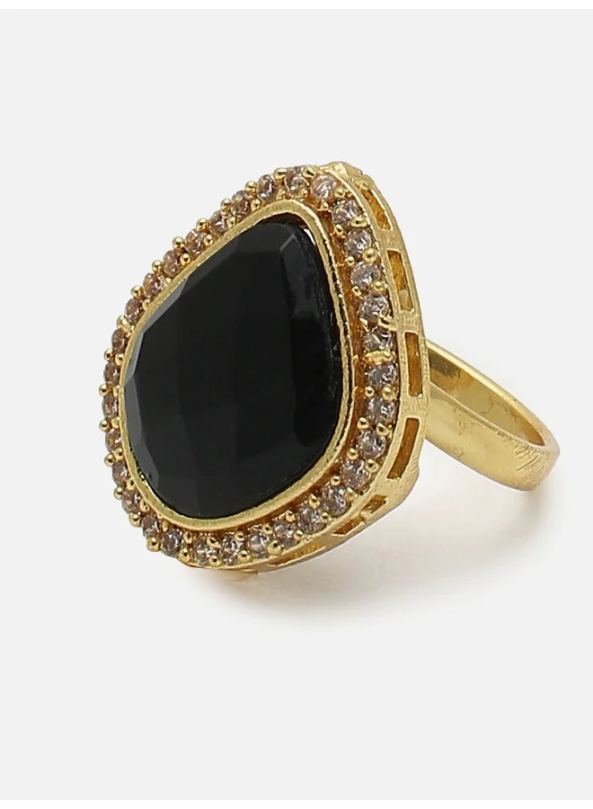 سوهي خاتم حجر مصمم مطلي بالذهب