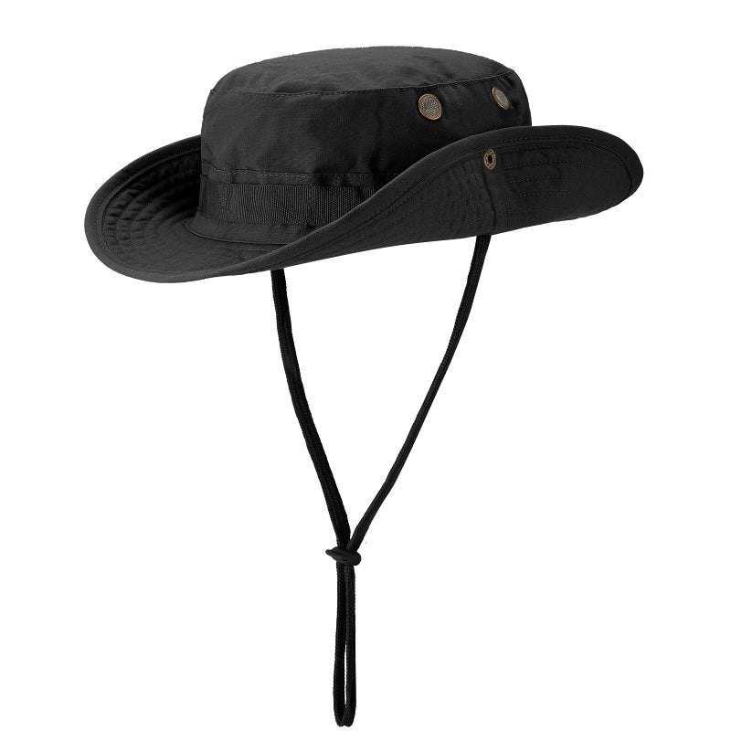 FRTKK Military Boonie Hat Tactical Adjustable Boonie Hats for Men Women Hunting Fishing Outdoor Safari Sun Black - Image 2