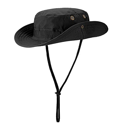 FRTKK Military Boonie Hat Tactical Adjustable Boonie Hats for Men Women Hunting Fishing Outdoor Safari Sun Black - Image 1