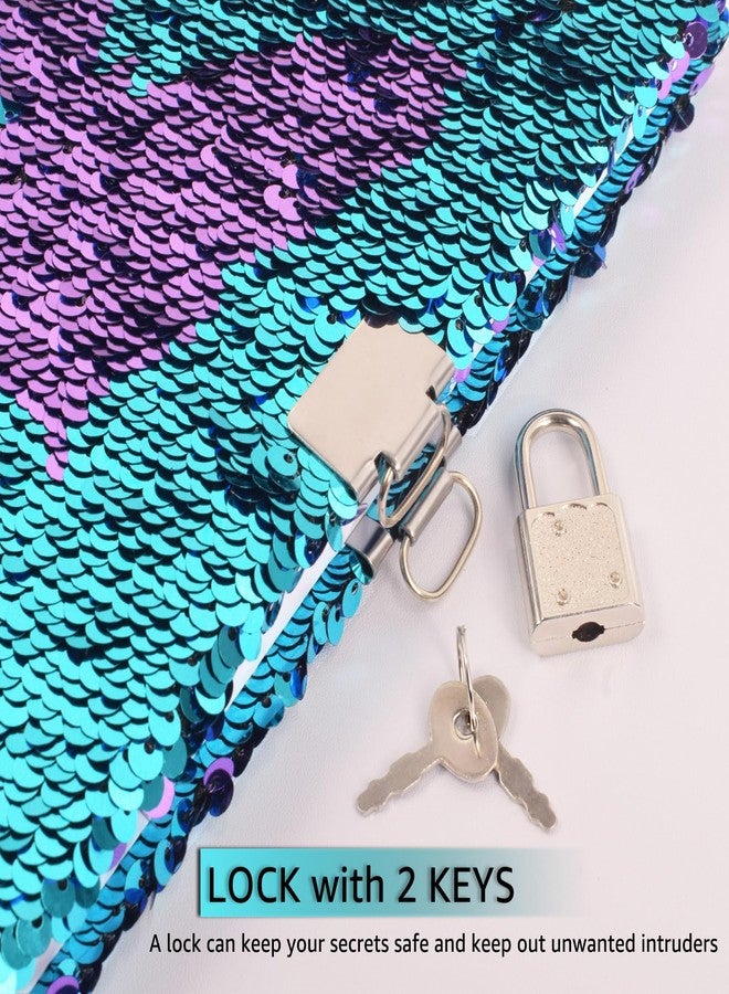 VIPbuy Magic Reversible Sequin Notebook Diary Lined Travel Journal with Lock and Key for Women Girls, Size A5 (8.5” x 5.5”), 78 Sheets (Butterfly Diary) - Image 4