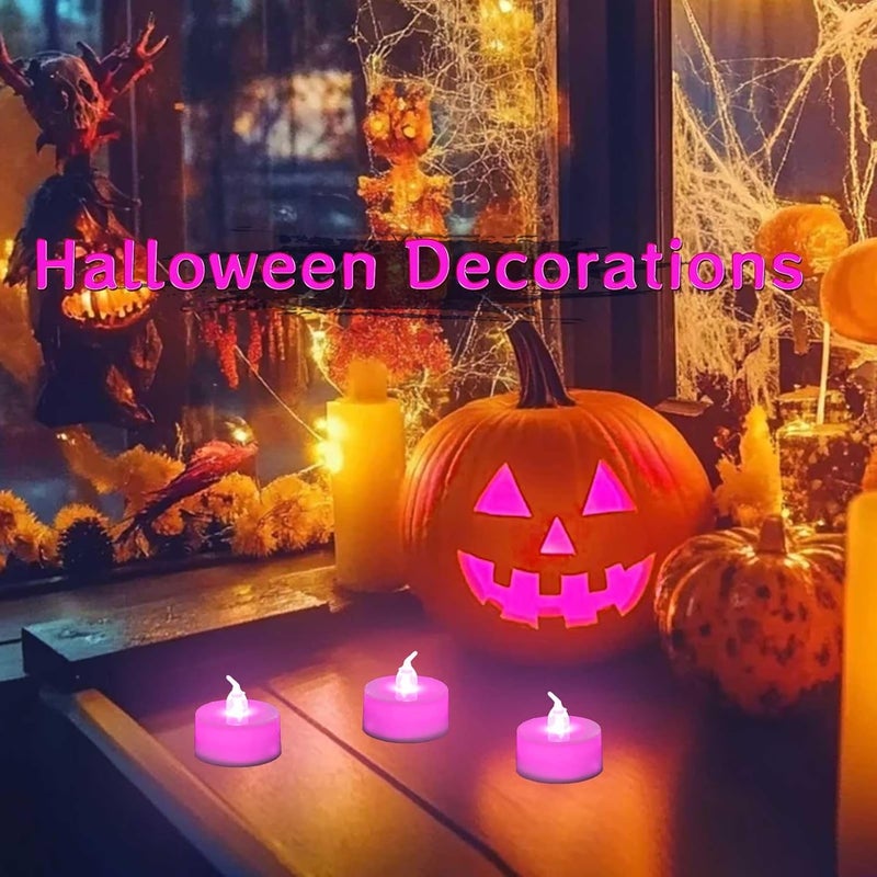 LANKER 24 Pack LED Tea Lights Candles, Steady Pink Flameless Tealights, Long Lasting Battery Operated Fake Candles, Decoration for Wedding, Halloween and Christmas (Pink - 24pcs) - Image 3