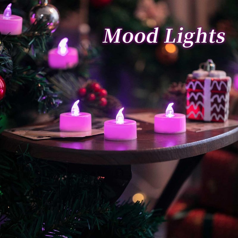 LANKER 24 Pack LED Tea Lights Candles, Steady Pink Flameless Tealights, Long Lasting Battery Operated Fake Candles, Decoration for Wedding, Halloween and Christmas (Pink - 24pcs) - Image 4