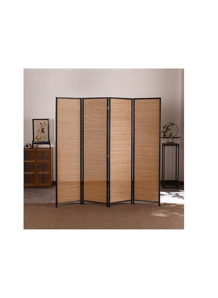 LINGWEI 195x177cm 4-Panel Bamboo Room Divider – Foldable, Freestanding Privacy Partition with Natural Woven Design – Ideal for Home, Office, or Restaurant Spaces - Image 2