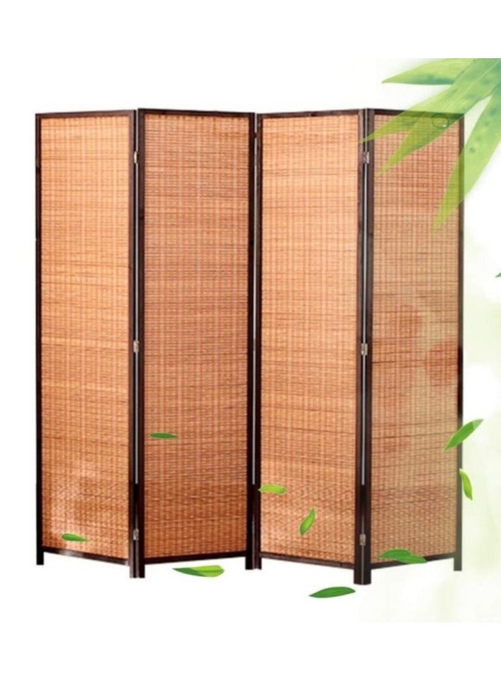 LINGWEI 195x177cm 4-Panel Bamboo Room Divider – Foldable, Freestanding Privacy Partition with Natural Woven Design – Ideal for Home, Office, or Restaurant Spaces - Image 5