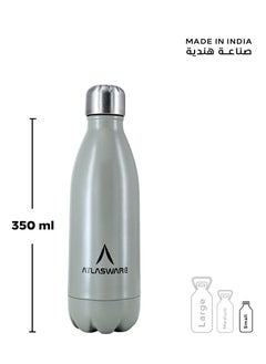 Atlasware Water Bottle with a Capacity of 350 ml, Stainless Steel Water Bottle that keeps Cold for 34 Hours and Keeps Heat for 12 Hours, Grey  - Image 3