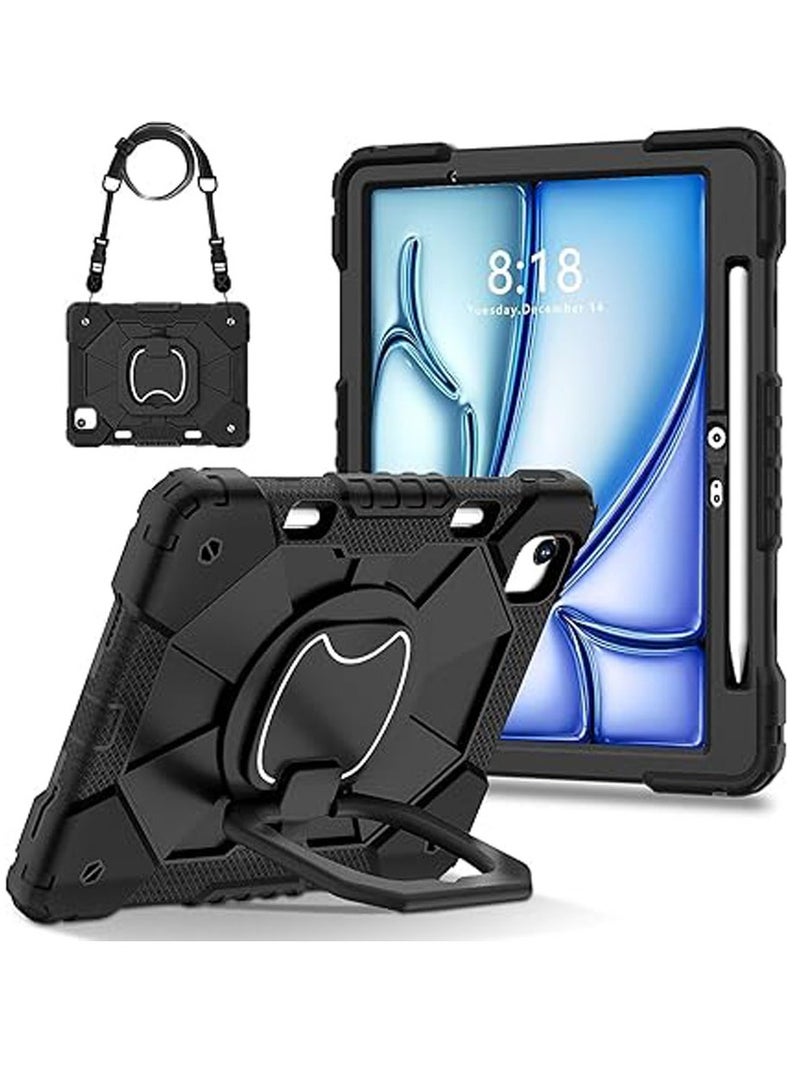 general Strap Kids Case Compatible with iPad Air 13 Inch (M2) 2024, Portable Rotating Silicone PC Stand Shell For iPad Air 13 - Image 1