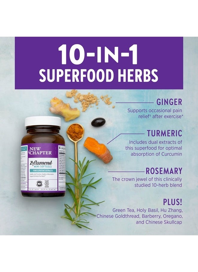 New Chapter - Zyflamend™ Mini Softgels, Multi-Herbal Pain Reliever+ Joint Supplement, 10-in-1 Superfood Blend with Ginger & Turmeric for Healthy Inflammation Response, Mini Soft Gels, 180 Count - Image 1