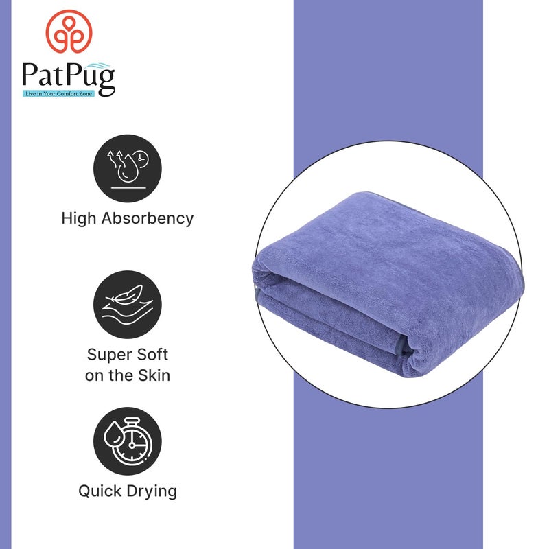 PatPug Ultrasoft Microfiber, Comfortable, Fade Resistant, Highly Absorbent, Quick Drying Large Bath Towel (Royal Blue) - Image 2
