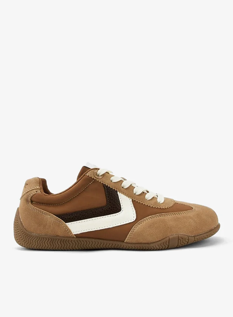 Women's Panelled Sneakers with Lace-Up Closure