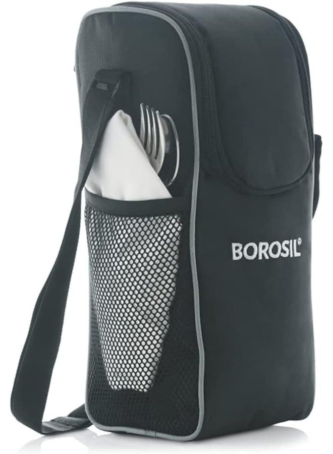 Borosil - Hot-N-Fresh Stainless Steel Insulated Lunch Box, Set of 4 (2pcs 350 ml + 2pcs 420 ml), Grey Silver - Image 2