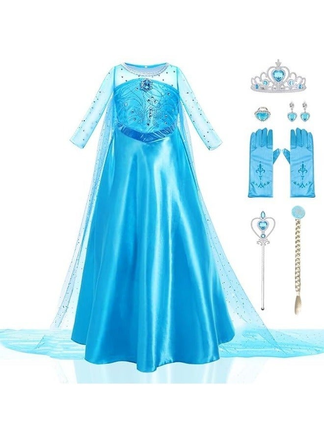 GGEROU Princess Costumes Girls Dress with Clothing Crown Magic Wand Necklace Ring Earrings Gloves for Toddler Children Birthday Party Cosplay Outfits Adventure Clothes  - Image 1