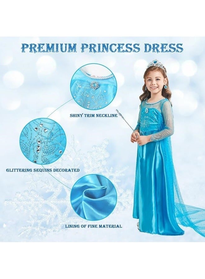 GGEROU Princess Costumes Girls Dress with Clothing Crown Magic Wand Necklace Ring Earrings Gloves for Toddler Children Birthday Party Cosplay Outfits Adventure Clothes  - Image 3