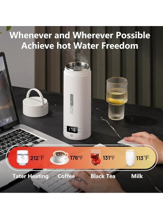 Travel Electric Kettle Portable Small Mini Tea Coffee Kettle Water Boiler, Water Heater with 4 Temperature Control,304 Stainless Steel with Auto Shut-Off & Boil Dry Protection, BPA-Free (White)  - Image 1