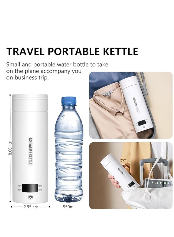 Travel Electric Kettle Portable Small Mini Tea Coffee Kettle Water Boiler, Water Heater with 4 Temperature Control,304 Stainless Steel with Auto Shut-Off & Boil Dry Protection, BPA-Free (White)  - Image 3