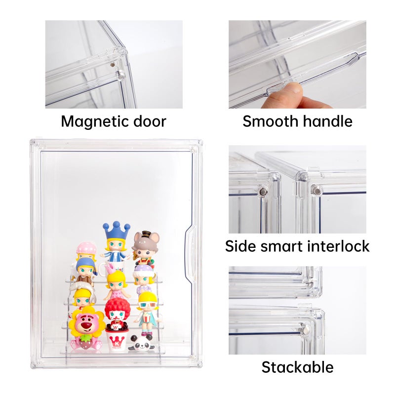 BOHOIDEE Clear Acrylic Display Case with Two Display Shelves for Figures, Dustproof Storage Organizer Box with Magnetic Door, Acrylic Collectibiles Showcase - Image 3