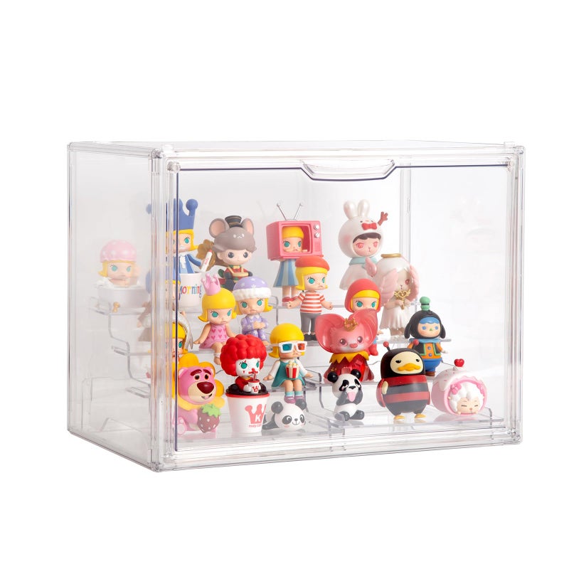 BOHOIDEE Clear Acrylic Display Case with Two Display Shelves for Figures, Dustproof Storage Organizer Box with Magnetic Door, Acrylic Collectibiles Showcase - Image 1