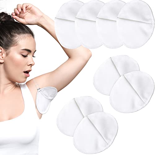 Hercicy 4 Pairs Underarm Sweat Pads Reusable Armpit Absorbing Guards Washable with Shoulder Strap Under Arm Breathable Absorbent Sweat Protectors Pads Guards for Women and Men(White) - Image 1