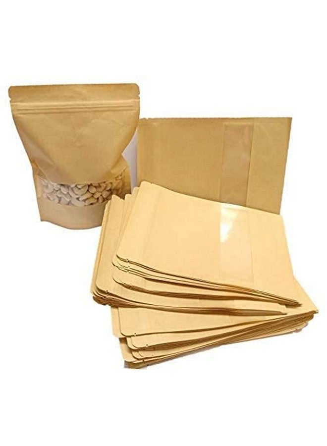 Deera Stand Up Ziplock Reusable Airtight Kraft Paper Storage Pouch (Brown)(180mmX260mm)(Pack of 100) - Image 4