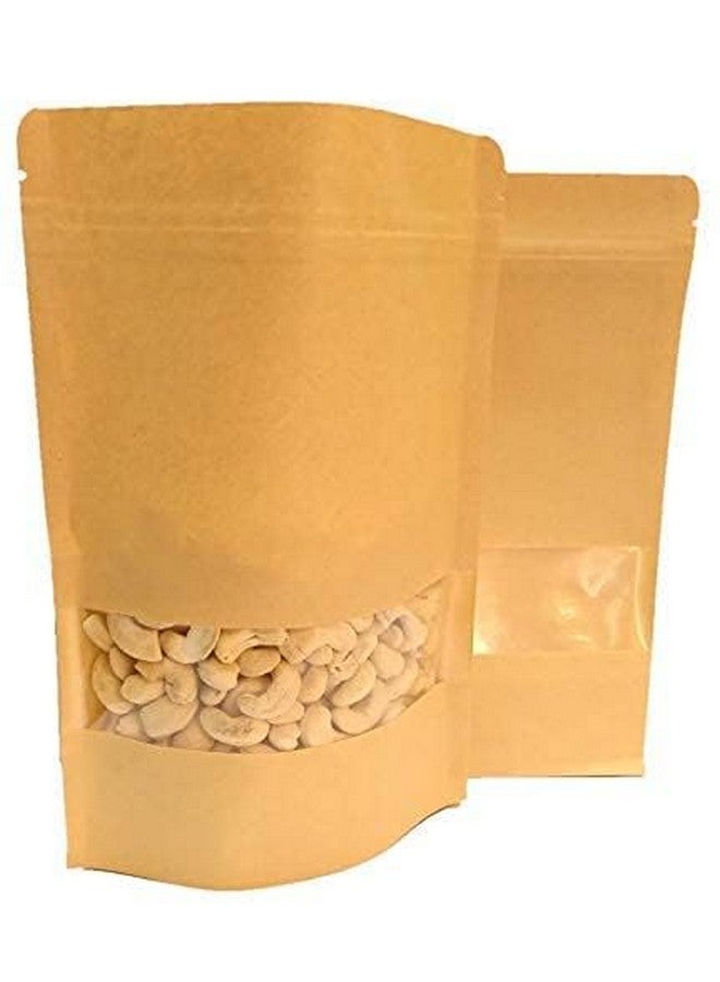 Deera Stand Up Ziplock Reusable Airtight Kraft Paper Storage Pouch (Brown)(180mmX260mm)(Pack of 100) - Image 2