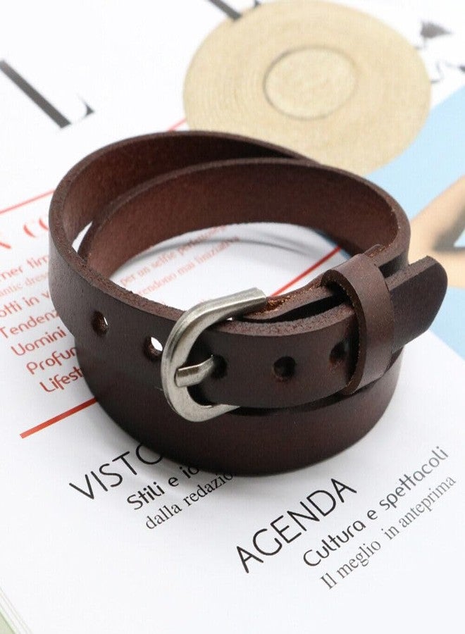 THE MEN THING OUTBACK - Genuine Leather Adjustable Cuff Bracelet with Stainless Steel Hook for Men & Boys (BROWN) - Image 3