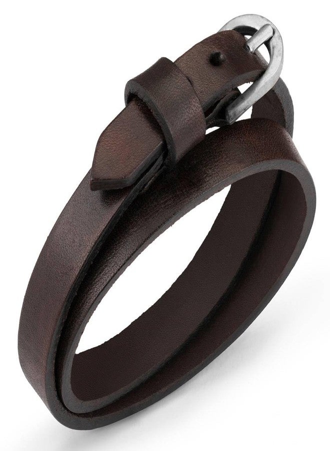 THE MEN THING OUTBACK - Genuine Leather Adjustable Cuff Bracelet with Stainless Steel Hook for Men & Boys (BROWN) - Image 1