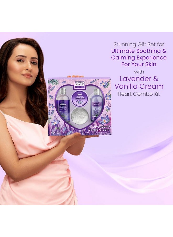 BRYAN & CANDY - Lavender Heart Kit Combo | Gift Set For Women And Men| Shower Gel, Hand & Body Lotion, Body Polish, Loofah | 100% Vegan, Skin-Friendly Ph 5.5, Sls & Paraben Free - Image 1