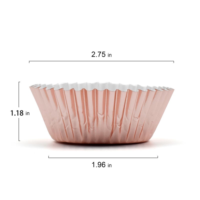 MODENGKONGJIAN 200 Pcs Rose Gold Foil Cupcake Liners Standard Baking Cups Muffin Paper Cases - Image 2