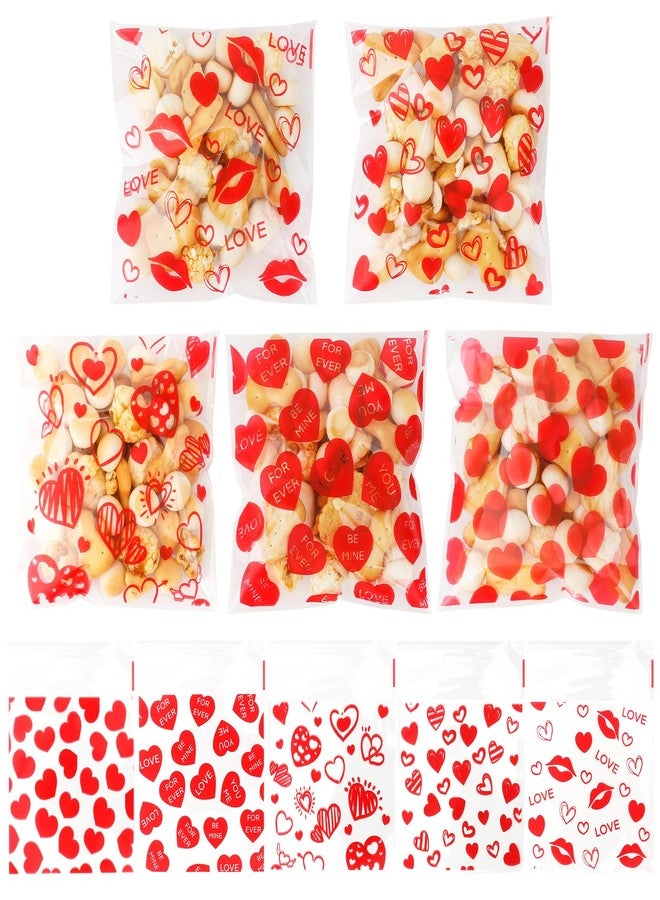 eowqeiur 100 PCS Valentines Self-sealing Bags(4x4 Inch) for Candy Goodie Treat Snack Goody Cookie Small Gifts Wrap Plastic Ziplock Bag Baggies Pouch Valentine Galentine Party Favors Supplies Decorations - Image 1