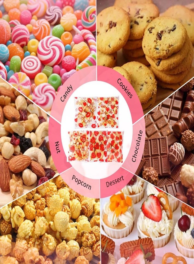 eowqeiur 100 PCS Valentines Self-sealing Bags(4x4 Inch) for Candy Goodie Treat Snack Goody Cookie Small Gifts Wrap Plastic Ziplock Bag Baggies Pouch Valentine Galentine Party Favors Supplies Decorations - Image 4