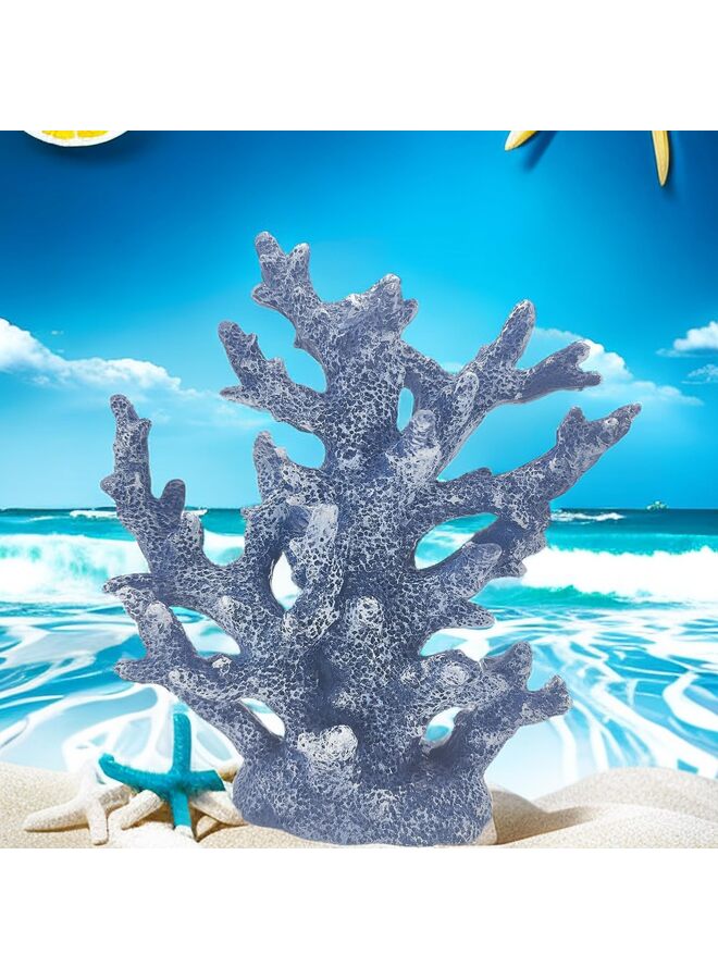 ديكور ساحلي للشاطئ، تمثال شعاب مرجانية، ديكور منزلي، تمثال مرجاني، للمنزل، المكتب، الحمام، رف سطح المكتب، تمثال، هدايا ذات طابع بحري (المقاس: أزرق) - Image 4