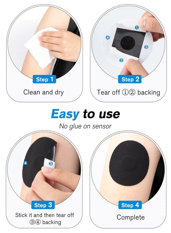 LengKe Leng Ke 40Pcs Adhesive Patches for Libre 3,Sweatproof Sensor Cover for Libre 3 for 10-14 Days Long Stay, Pre-Cut Back Pack, Waterproof Strong Adhesive CGM Tape with No Glue in The Center(Black - Image 3