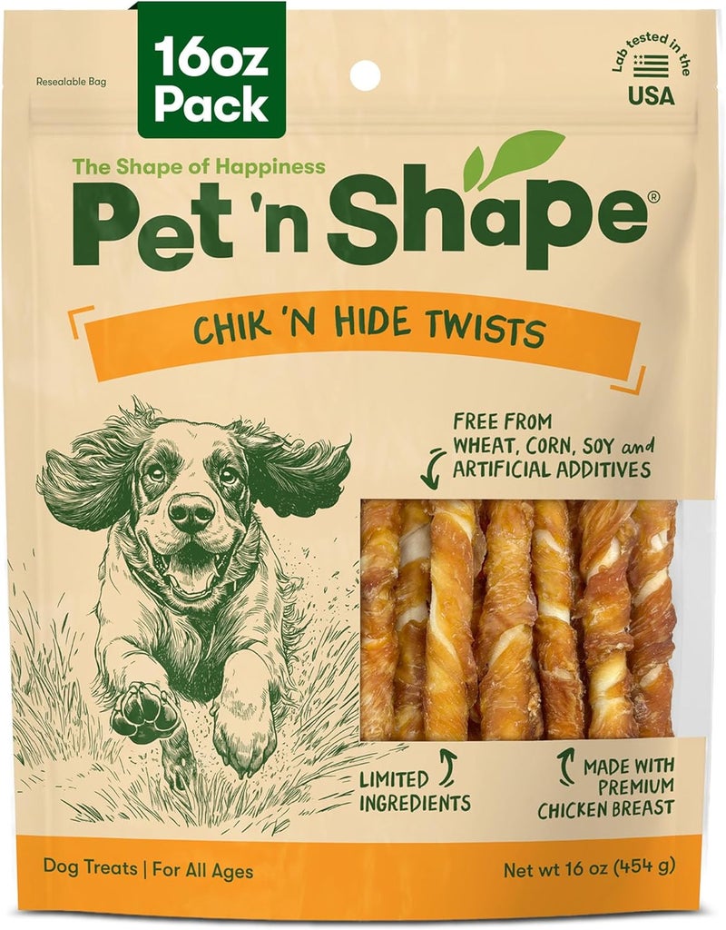 Pet 'n Shape Chicken Hide Twists - All Natural Dog Treats, Chicken, Small, 1 Lb - Image 1